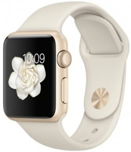 - Apple Watch Sport 38mm Gold Aluminum Case with Antique White Sport Band (MLCJ2)
