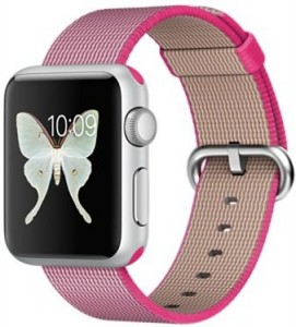 - Apple Watch Sport 38mm Silver Aluminum Case with Pink Woven Nylon (MMF32)