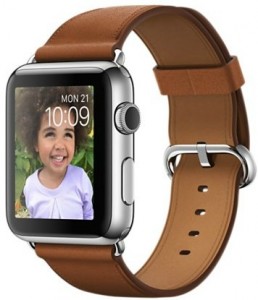 - Apple Watch 42mm Stainless Steel Case with Saddle Brown Classic Buckle (MMFT2)