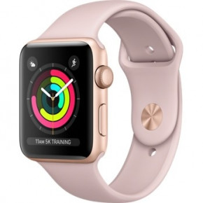 - Apple Watch Series 3 42mm GPS Gold Aluminum Case with Pink Sand Sport Band (MQL22)