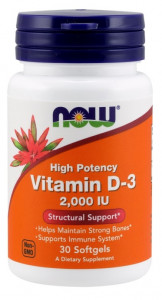  NOW Vitamin D-3 2000 IU Softgels 30  (4384301166)