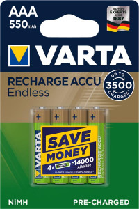  Varta Rechargeable Accu Endless AAA/HR03 NI-MH 550 mAh BL 4