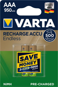  Varta Rechargeable Accu Endless AAA/HR03 NI-MH 950 mAh BL 2